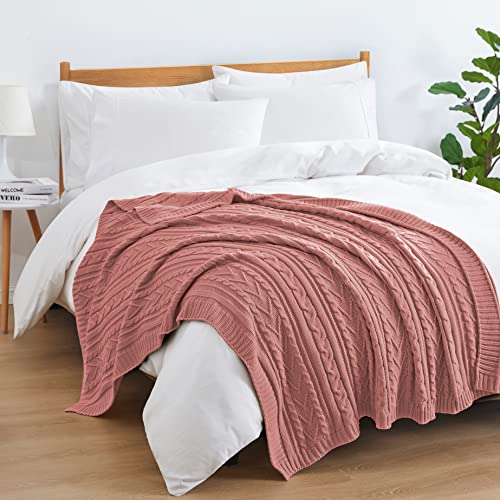 Aormenzy Dusty Pink Cable Knit Throw Blanket Oversized 60" x 80" Super Soft Comfy Knitted Blanket for Couch Bed Sofa, Twin Size - color: Dusty Pink, size: 60" x 80", Twin