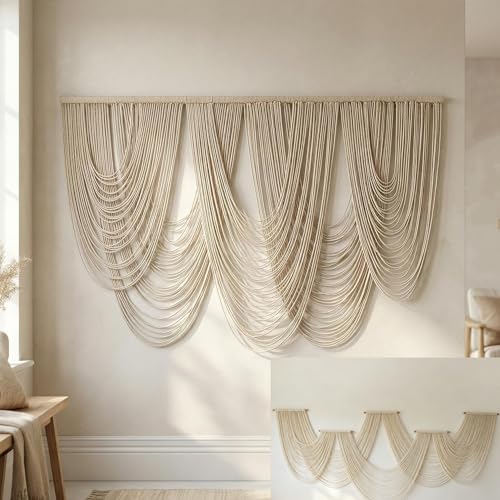 Large Macrame Wall Hanging Macrame Wall Decor Tapestry For Headboard Bedroom Livingroom Boho Fiber Home Art (White-F) - color: White-F