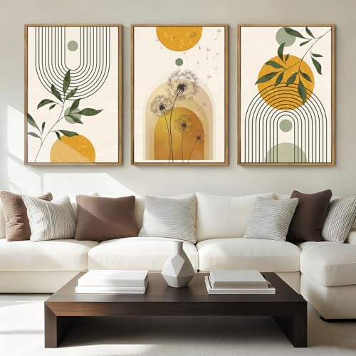 ANHUIB Boho Minimalist Canvas Wall Art 16x24 Inch Dandelion Plant Wall Decor Modern Geometric Artwork Abstract Line Botanical Painting Set if 3 for Living Room Bedroom Dining Room - color: Boho Botanical, size: 24"L x 16"W