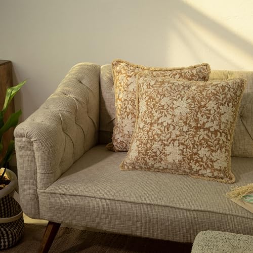 Decorative Throw Pillow Covers, Set of 2 (Floral Cider Brown, 18" x 18" (Pack of 2)) - color: Floral Cider Brown, size: 18" x 18" (Pack of 2)