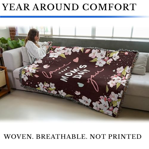 Pure Country Weavers Mom's Day Cherry Blossoms - Burgundy Blanket - Gift Tapestry Throw Woven from Cotton - Made in The USA (72x54) - color: Cherry Blossoms - Burgundy, size: 72x54
