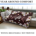 Pure Country Weavers Mom's Day Cherry Blossoms - Burgundy Blanket - Gift Tapestry Throw Woven from Cotton - Made in The USA (72x54) - color: Cherry Blossoms - Burgundy, size: 72x54