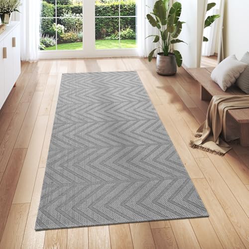 2x6 Ft Runner Rug for Hallway, Washable Long Kitchen Runner Non Slip Rubber Backed, Low Profile Hallway Mat for Laundry Room Entryway, Easy Clean Woven Carpet, Grey - color: Grey-c, size: 2' x 6'