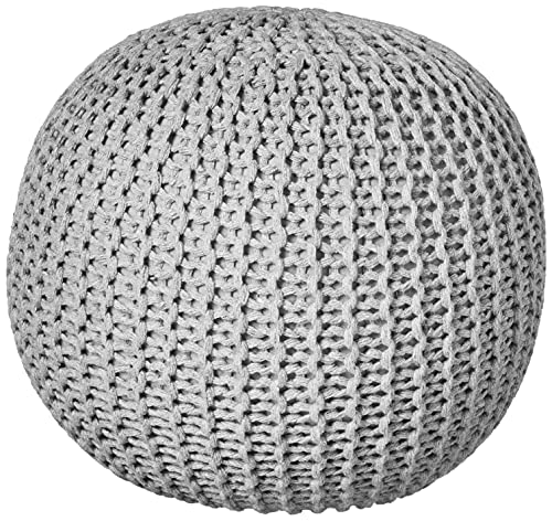 Urban Lifestyle Round Knit Pouf, Light Grey - color: Light Grey