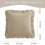 KKJIAF Ruffle Gingham Pillow Covers 18 x 18 Inches, Cotton Gingham Pillow Cases Set of 2, Linen Feel Ruffled Plaid Pillow Shams with Envelope Closure for Sofa Bed (Taupe/White Plaid) - color: Taupe/White Plaid, size: 18" x 18" (Pack of 2)