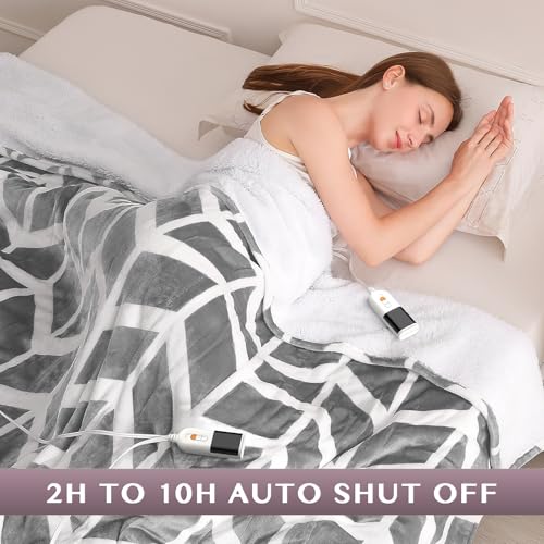 VENTIMI Electric Blanket Queen, 84" x 90" Heated Blanket with 9 Heat Levels & 2-4-8-10 Hours Auto Off, Fast Heating Blanket with ETL & FCC Certification, Grey - color: Grey, size: Queen