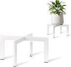 IZIDDO Plant Stand Indoor Outdoor, Metal Mid-Century Pot Stand, Modern Plant Holder Rattan Flower Plant Stool, Low Short Plant Stands for Indoor Fit 5-12 Inch Pot, (Pot & Plant Not Included), White, 4