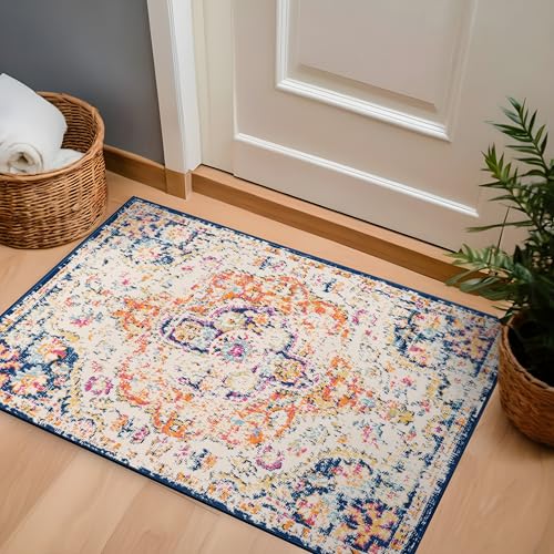 Rugshop Vintage Distressed Bohemian Area Rug for Living Room,Bedroom,Hallway Kitchen Entryway – Vibrant Multi-Color Tribal Design, 2'7" x 4' - color: Multi Color, size: 2'7" x 4' (Rectangular)