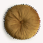 vctops Velvet Soft Round Chair Pads Cute Gradient Pom Pom Indoor Dining Chairs Cushion (Yellow, Diameter 16") - color: Yellow, style: Diameter 16 Inch