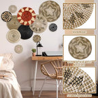 Tatuo 11 Pcs Boho Wall Basket Decor Bulrush Woven Wall Hanging Art Round Farmhouse Rustic Handmade Wicker for Summer Home, Bedroom, Living Room, Kitchen Decorations, Multi Sizes(Dark) - style: Dark