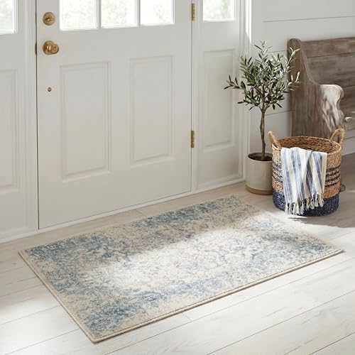 SAFAVIEH Adirondack Collection Accent Rug - 2' x 3', Ivory & Slate, Distressed Vintage Floral Design, Non-Shedding & Easy to Clean, Ideal for Front Door, Kitchen, Entryway, Foyer (ADR109S) - color: Ivory/Slate, size: 2' x 3' (Rectangular)