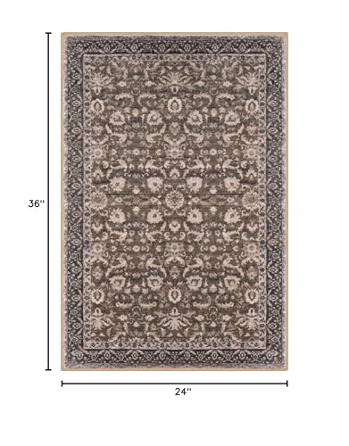 Lansny Vintage Entryway Rug 2x3 Washable, Mocha Brown Kitchen Rug, Super Soft Thin Faux Wool Small Area Rug, Non-Slip Accent Mat for Foyer, Bedroom, Office - color: Mocha Brown, size: 2' x 3' (Rectangular)