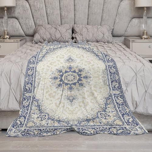 Boho Flowers Throw Blanket,Country Neutral Chic Abstract Floral Art Burlap Linen Farmhouse Pattern Soft Throw Blanket for Couch Sofa Camping Office Travel Home Bedroom Decor All Seasons 30"x40" - color: Boho-17, size: 30x40in