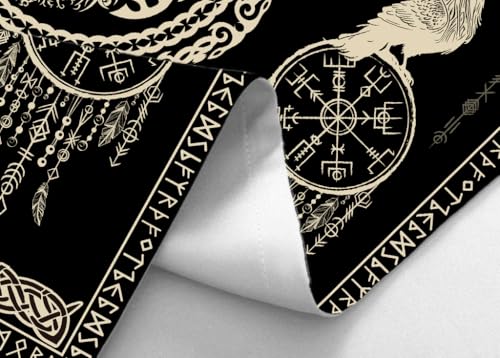 Hajmsug Vikings Tapestry,Black and White Tree Bird of Wisdom Celtic Rune Ancient Rune Totem Norse Mythology Medieval Viking Wall Art,Aesthetic Mythology Tapestry for Bedroom Living Room,40X30 Inch. - color: Black, size: 30"L x 40"W
