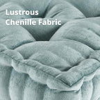Intelligent Design Floor Pillow - Shredded Foam Filled Meditation & Yoga Cushion, Chenille Tufted, Handsewn Scalloped Edge, Oeko-TEX Certified, Azza, 20" x 20" x 5" Aqua - color: Aqua