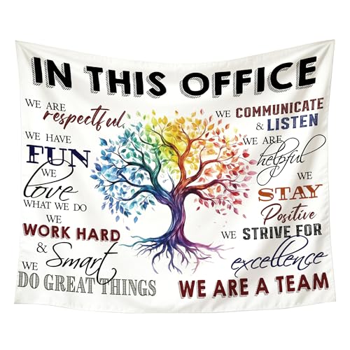 gsgfdshf Inspirational Office Wall Tapestry, in This Office We Are a Team Positive Motivational Tapestry Wall Hanging for Bedroom Home Workplace Decor, 50x60 Inch - color: Landscape Text-Tapestry-F