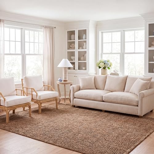 SAFAVIEH Area Rug 8x10 - Natural Fiber Collection - Large - Natural Brown, Handmade Jute, Farmhouse Style, Chunky Textured Thick Pile (NF447A) - color: Natural, size: 8' x 10' (Rectangular)