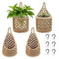 4 PCS 5-Inch Macrame Wall Plant Hangers, Small Wall Hanging Plant Holder with Hooks, Natural Cotton Rope Hanger for Indoor Plants & Daily Storage, Boho Home Decor