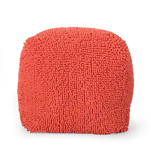 Foamma Pouf Ottoman Coral, 16"x16"x16" - Square Ottoman Foot Rest for Living Room and Bedroom, Pouf Footstool with Microfiber Cover, Foot Rest for Couch, Boho Furniture for Home - color: Coral