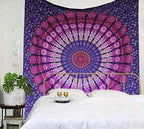 raajsee Indian Cotton Purple Tapestry Mandala Wall Hangings, Hippie Tapestries,Boho Throw Bohemian Bedding, Beach Blanket, Yoga Meditation Rugs Queen Bedspread Queen (82x92 Inches / 210x232 Cms) - color: Purple, size: 92"L x 82"W