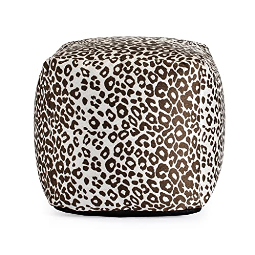 Anji Mountain 100% Handmade & Handcrafted Comfortable Home Décor Outdoor Pouf Ottoman Footrest for Living Room, Bedroom, Nursery, Kidsroom, Patio Furniture - (18" x 18" x 18"- Red-Ivory) - color: Amur Brown