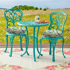 FUNHOME Bistro Chair Cushions Set of 2 Outdoor Round Chair Cushions for Patio Furniture 15"x15"x4", Water-Repellent Tufted Round Chair Pads for Home Garden-Green Medal - color: Green Pattern