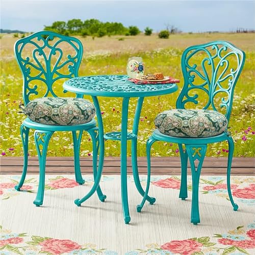 FUNHOME Bistro Chair Cushions Set of 2 Outdoor Round Chair Cushions for Patio Furniture 15"x15"x4", Water-Repellent Tufted Round Chair Pads for Home Garden-Green Medal - color: Green Pattern