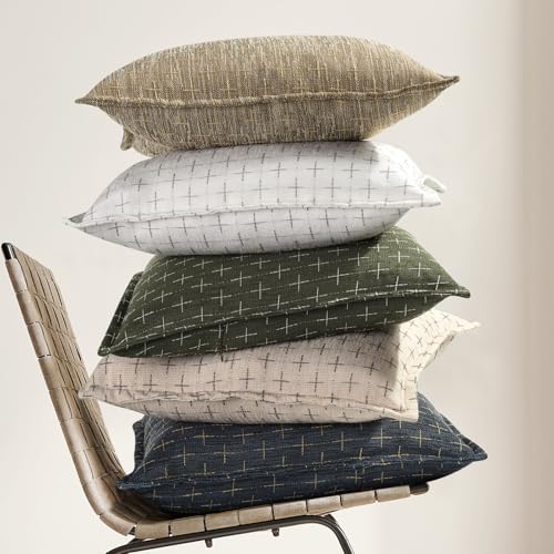 ZWJD Pillow Covers 24x24 Set of 2 Soft Polyester Textured Pillow Covers with Stylish Flange Edge Cozy Farmhouse Throw Pillows for Couch Bed Sofa Living Room - color: Beige, size: 24" x 24" (Pack of 2)