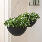 LA JOLIE MUSE Hanging Planters for Outdoor Plants, Large Hanging Planter with Drain Holes, Black Hanging Flower Pots (13.2 Inch, Set of 2) - color: Black