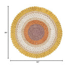 SAFAVIEH Natural Fiber Round Collection 7' Round Gold / Multi NF201B Handmade Boho Charm Farmhouse Jute Area Rug - color: Gold/Multi, size: 7' (Round)