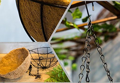 Kingbuy 12-Inch Metal Hanging Basket with Coconut Liner - Rust-Resistant Wire Planter Flower Pot Holder for Indoor Outdoor Plants, Garden Balcony Patio Decoration - 1 Pack