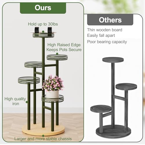 Stand Plants, 5-Tier Metal Plant Stands for Outdoor Indoor Plants,Heavy Duty Flower Pot Stands for Multiple Plants,Decoration Display Racks for Patio Garden -GreenFlower - color: GreenFlower, size: 5-tiers