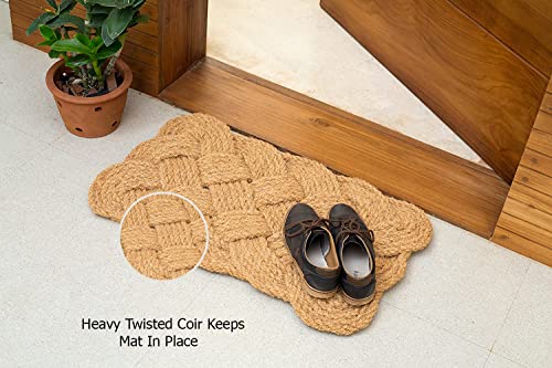IRONGATE Rope Woven Doormat - One Pack Nautical Mat - 100% All Natural Coir Fibers - Classic Interwoven Rope Design - Handmade Dirt Trapping Entryway Door Mat - Natural - 18x30