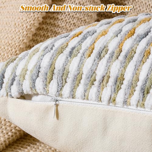 AmHoo Set of 2 Boho Chenille Pillow Cover Decorative Tufted Pillowcase for Couch Bed Sofa Bedroom Living Room Modern 18 x 18-Inch Grey - color: Grey, size: 18" x 18" (Pack of 2)