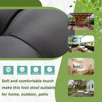 15" Foldable Foot Stool Ottoman with Metal Frame - Washable Dark Grey Upholstered Indoor/Outdoor Footrest for Living Room, Bedroom, Patio - Space-Saving Compact Design - color: Dark Grey
