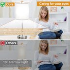 Lynnoland Set of 2 Touch White Table Lamps with 2 USB Ports & AC Outlet, 3-Way Dimmable Bedside Nightstand Lamps for Bedroom Living Room Nursery, 800 Lumens 5000K Daylight Bulbs Included - color: (2 Pack)White & Brushed Nickel(Base)-5000K Bulbs Included