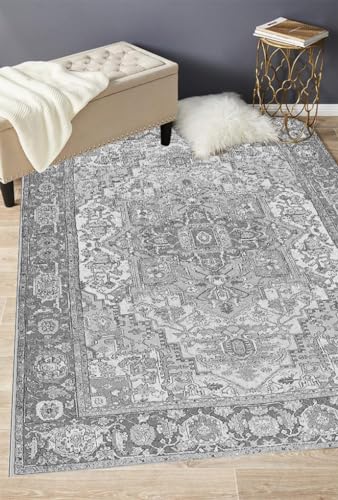 Traditional Medallion Distressed Grey Area Rug 2x3 Washable Soft Oriental Antique Rug for Livingroom Bedroom Diningroom Premium Office Kitchen Hallway Carpet Runners - color: E, size: 2' x 3' (Rectangular)