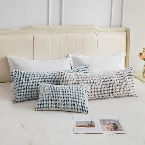 Boho Lumbar Pillow Covers 1 Pack 14x36 Inch Farmhouse Tufted Long Accent Body Pillow Covers for Bed, Neutral Fluffy Boho Throw Pillowcase for Couch Bedroom, Living Room Home Décor Yellow White - color: Yellow, size: 36" x 14" (Pack of 1)