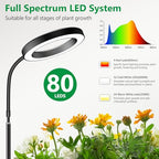 Aumtrly Grow Lights for Indoor Plants, Full Spectrum Floor Standing Plant Lights with 68" Stand for Growing Large Tall Plants, Black Halo LED Plant Grow Light with 6/12/16H Timer - size: 1 head 68inch/black