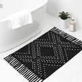 Black Bathroom Rug 2x3ft, Washable Boho Small Bath Mat Non Slip, Aztec Area Rug Floor Mat with Tassel for Kitchen, Entryway, Front Porch - size: 2' x 3' (Runner)