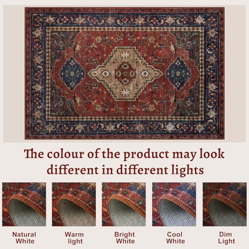 Tangsoo Oriental 2x3 Washable Rugs, Red Vintage Non Slip Small Area Rug Carpet, Indoor Front Door Rug for Entryway, Door Mat Indoor Entrance Soft Low Pile Throw Rugs for Entry Kitchen Bedroom - color: Red/Blue/Beige, size: 2' X 3' (Rectangular)