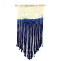 Global Crafts - Handmade Recycled Cotton Macrame Wall Hanging - Cream and Blue Decor