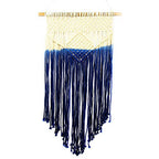 Global Crafts - Handmade Recycled Cotton Macrame Wall Hanging - Cream and Blue Decor