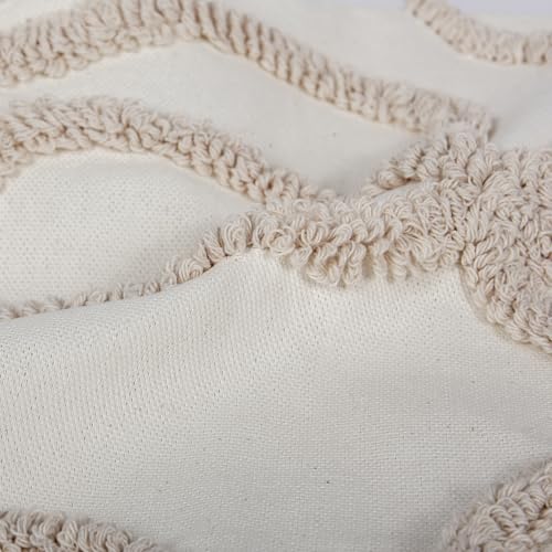 Coquette Bow Tufted Throw Pillow Cover 12x20, Boho Neutral Linen Cushion Case, Farmhouse Modern Decorative Pillow for Bed, Couch, Bedroom, Car, Cream - color: Cream