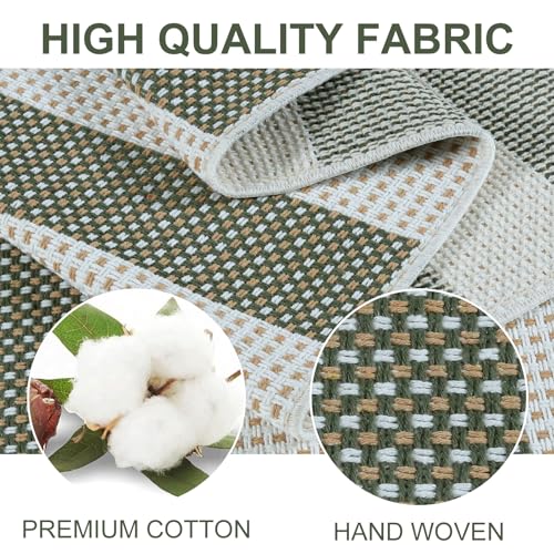 Green and White Striped Outdoor Rug 4x6 ft, Washable Cotton Woven Patio Rug, Reversible Foldable Front Porch Decor Indoor Outdoor Rugs for Farmhouse/Living Room - color: Green, size: 4'x6'