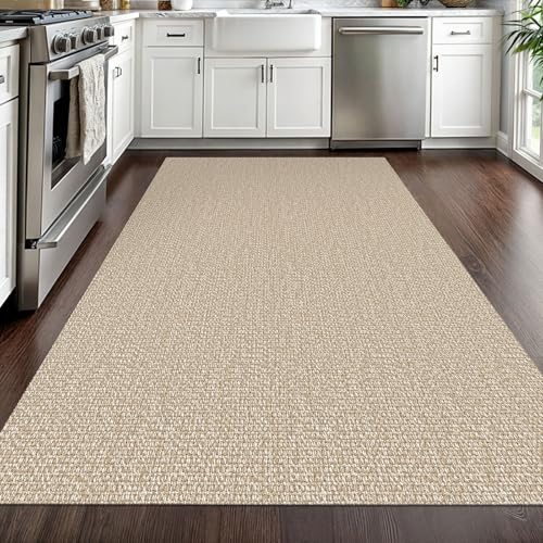 EARTHALL Washable Area Rug 4x6 Ft Non Slip Rugs for Entryway Braided Rubber Backed Bedroom Carpet Cotton Entry Rug Woven Floor Carpets for Bedroom Dining Room Living Room, Send/Beige - color: Sand/Beige, size: 4' x 6' (Rectangular)