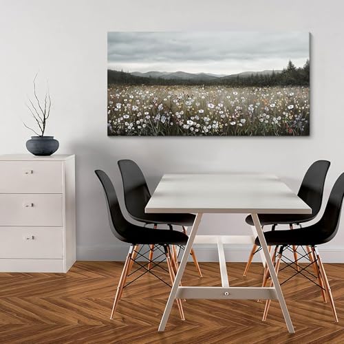 HGUAOA Vintage Framed Floral Landscape Wall Art for Living Room - Large Nature Artwork Above Bed Wall Decor - Farmhouse Mountain Pictures for Bedroom Wall Decor 20×40IN - color: Vintage, size: 40"L x 20"W