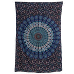 Bless International Handmade Indian hippie Bohemian Psychedelic Peacock Mandala Wall hanging College Dorm Beach Throws Table Cloth Bedding Tapestry (Blue Green, Twin(54x72Inches)(140x185cms)) - color: Blue Green, size: 72"L x 54"W