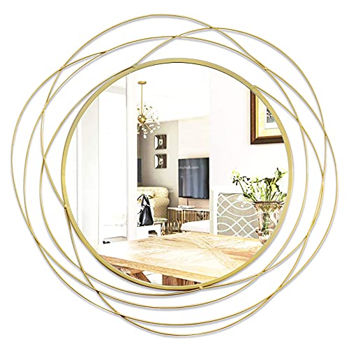 ironsmithn Round Mirror, Gold Metal Frame Mirror with Orbital Design, Rounded Hanging Mirrors Decorative, Circle Wall Mirrors for Bathroom Vanity, Living Room or Bedroom, 26.8" x26.8" - color: Gold, size: 26.8"L x 26.8"W