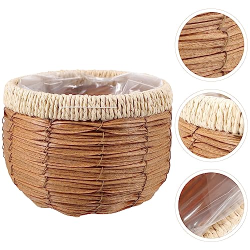 GANAZONO Woven Planter Basket Natural Rattan Plant Pot 7.28X7.28X5.31In Handwoven Multi-Purpose Flower Container for Indoor Outdoor Decor and Storage - size: 18.5X13.5CM